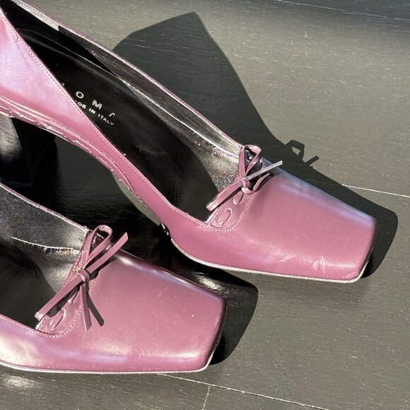 Dark Purple Paloma Square Tip Heels - Made in Italy - Picture 5 of 9